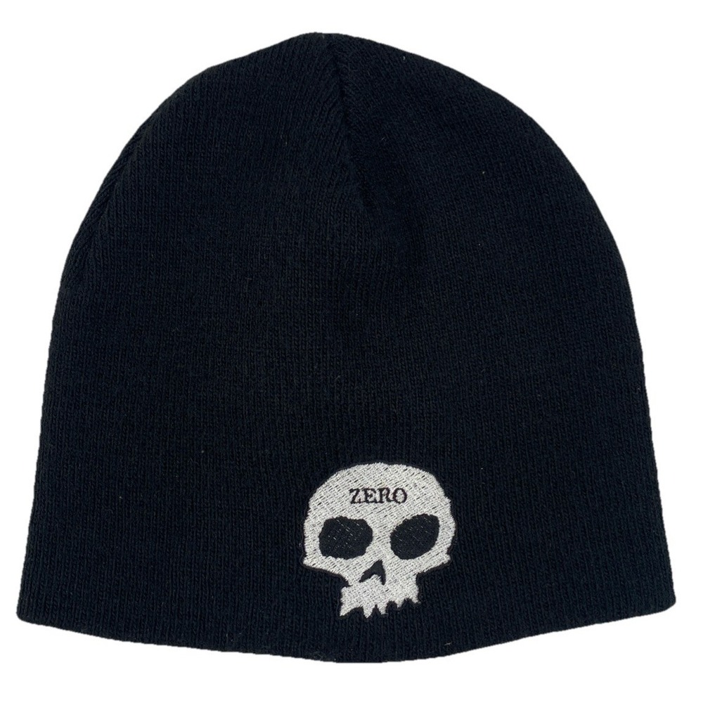 Vintage Zero Skateboarding Skull Logo Beanie Black Made In USA